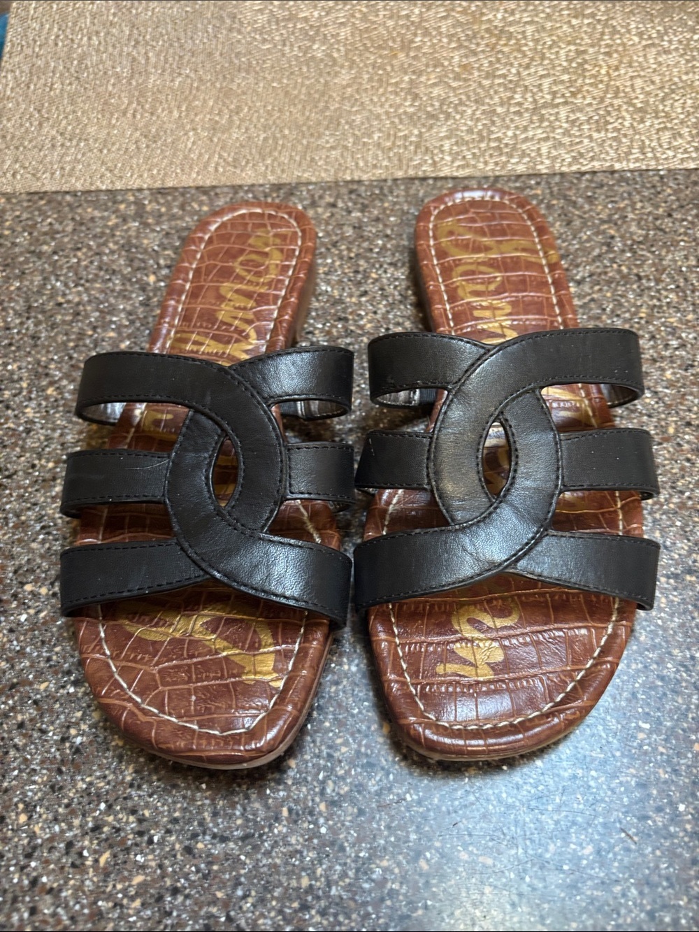 Sam Edelman Black Triple-Strap Slide Sandals